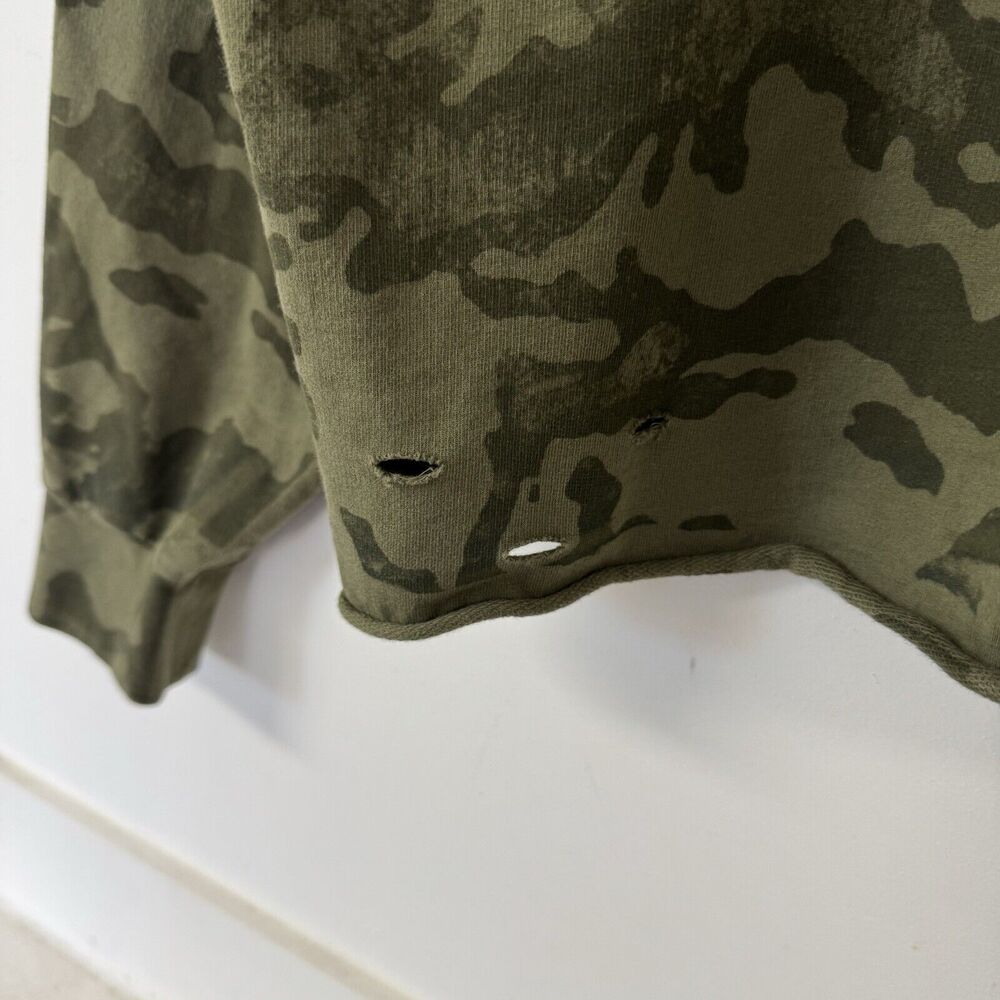 Affliction Garage Built Crop Camo Distressed Hoodie Sweater Cut Outs XL EUC - Picture 5 of 11
